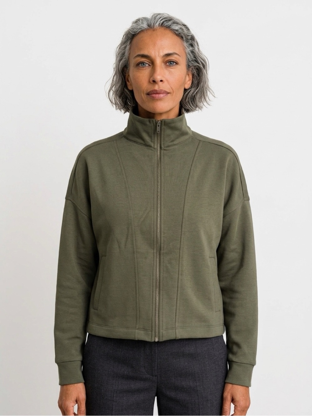 Zenana Outfitters Olive Zip-Front Jacket